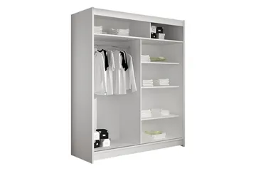 Liverpool Garderobe Med Speil 120x200 cm - Hvit/Brun - Oppbevaring - Klesoppbevaring - Garderober & garderobesystem