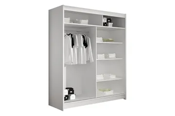 Liverpool Garderobe Med Speil 120x200 cm - Hvit/Brun - Oppbevaring - Klesoppbevaring - Garderober & garderobesystem