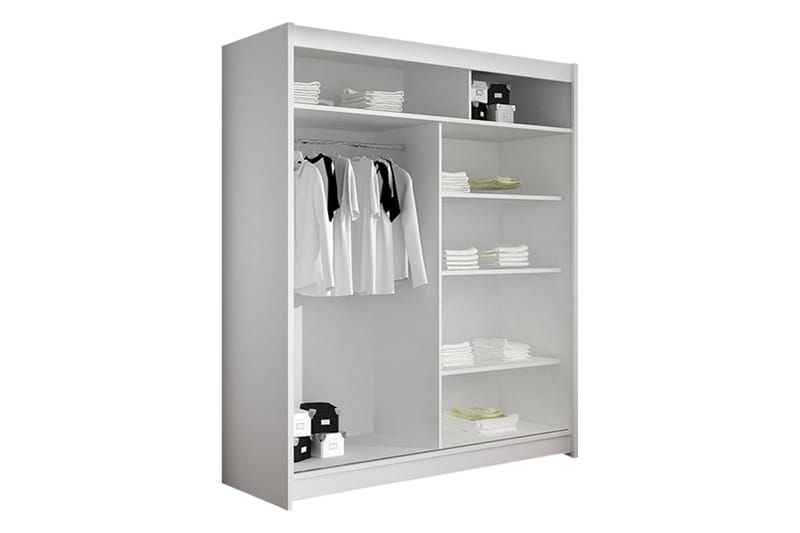 Liverpool Garderobe Med Speil 120x200 cm - Hvit/Brun - Oppbevaring - Klesoppbevaring - Garderober & garderobesystem