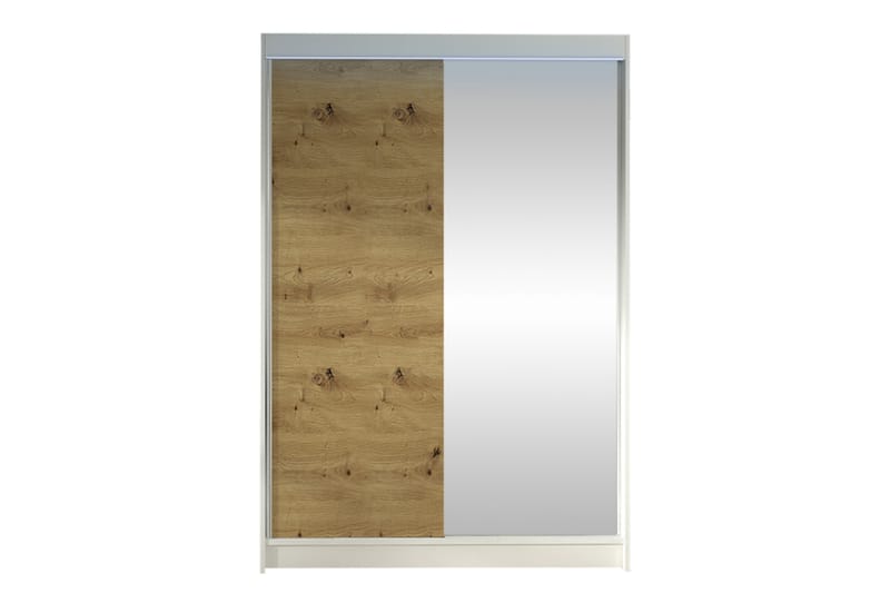 Liverpool Garderobe Med Speil 120x200 cm - Hvit/Brun - Oppbevaring - Klesoppbevaring - Garderober & garderobesystem