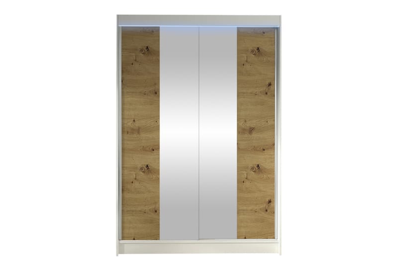 Liverpool Garderobe Med Speil 120x200 cm - Hvit/Brun - Oppbevaring - Klesoppbevaring - Garderober & garderobesystem