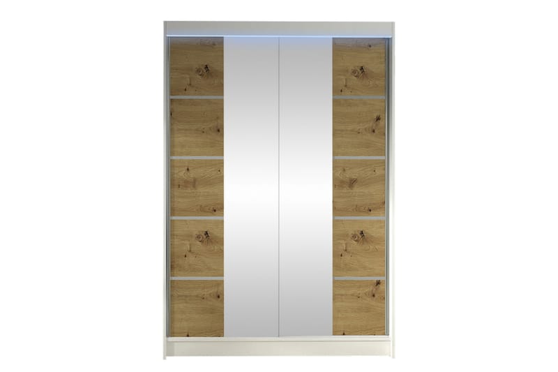 Liverpool Garderobe Med Speil 120x200 cm - Hvit/Brun - Oppbevaring - Klesoppbevaring - Garderober & garderobesystem