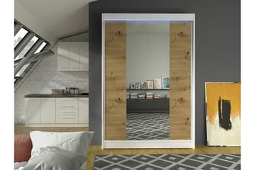 Liverpool Garderobe Med Speil 120x200 cm - Hvit/Brun - Oppbevaring - Klesoppbevaring - Garderober & garderobesystem
