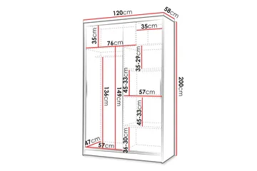 Liverpool Garderobe Med Speil 120x200 cm - Hvit/Brun - Oppbevaring - Klesoppbevaring - Garderober & garderobesystem