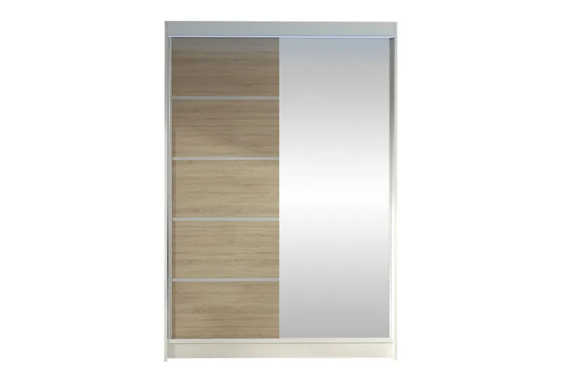 Liverpool Garderobe Med Speil 120x200 cm - Hvit/Brun - Oppbevaring - Klesoppbevaring - Garderober & garderobesystem