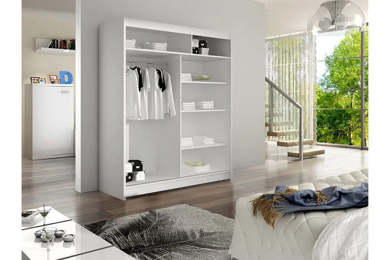 Liverpool Garderobe Med Speil 120x200 cm - Svart Og Hvitt - Oppbevaring - Klesoppbevaring - Garderober & garderobesystem