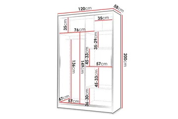 Liverpool Garderobe Med Speil 120x200 cm - Svart - Oppbevaring - Klesoppbevaring - Garderober & garderobesystem