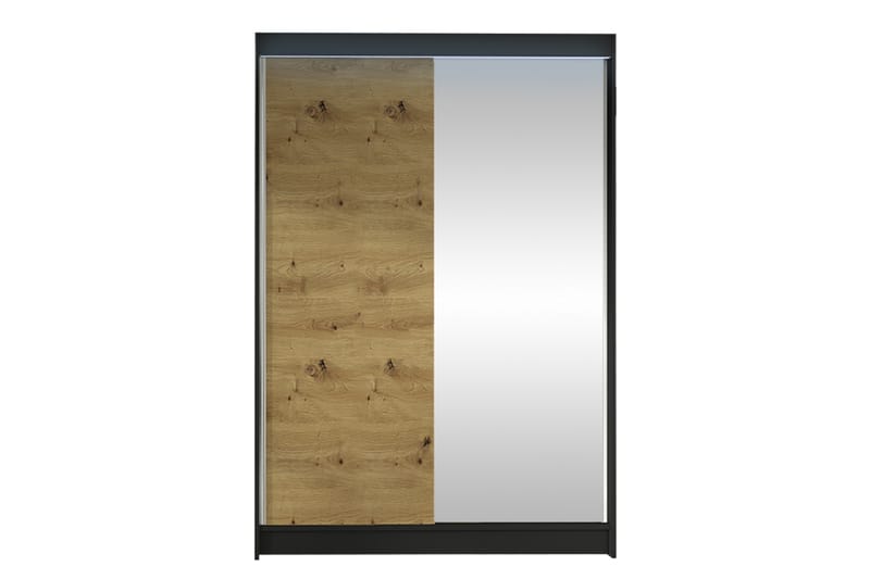 Liverpool Garderobe Med Speil 120x200 cm - Svart/Brun - Oppbevaring - Klesoppbevaring - Garderober & garderobesystem