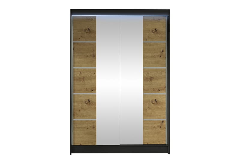 Liverpool Garderobe Med Speil 120x200 cm - Svart/Brun - Oppbevaring - Klesoppbevaring - Garderober & garderobesystem
