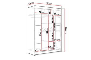 Liverpool Garderobe med Speil 120x200 cm - Svart/Hvit - Oppbevaring - Klesoppbevaring - Garderober & garderobesystem