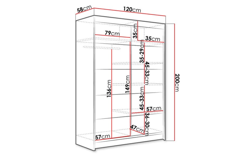 Liverpool Garderobeskap 120 cm i Lyst Tre - Hvit|Tre - Oppbevaring - Klesoppbevaring - Garderober & garderobesystem