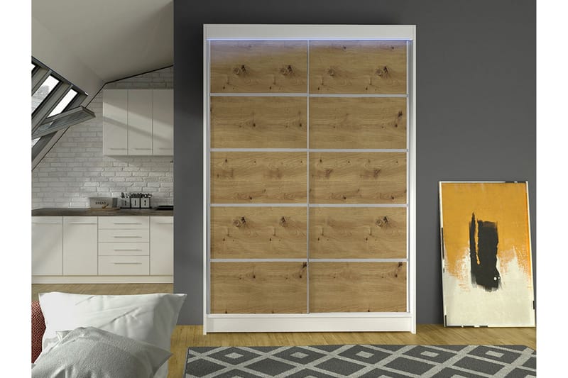 Liverpool Garderobeskap 120 cm i Lyst Tre - Hvit|Tre - Oppbevaring - Klesoppbevaring - Garderober & garderobesystem