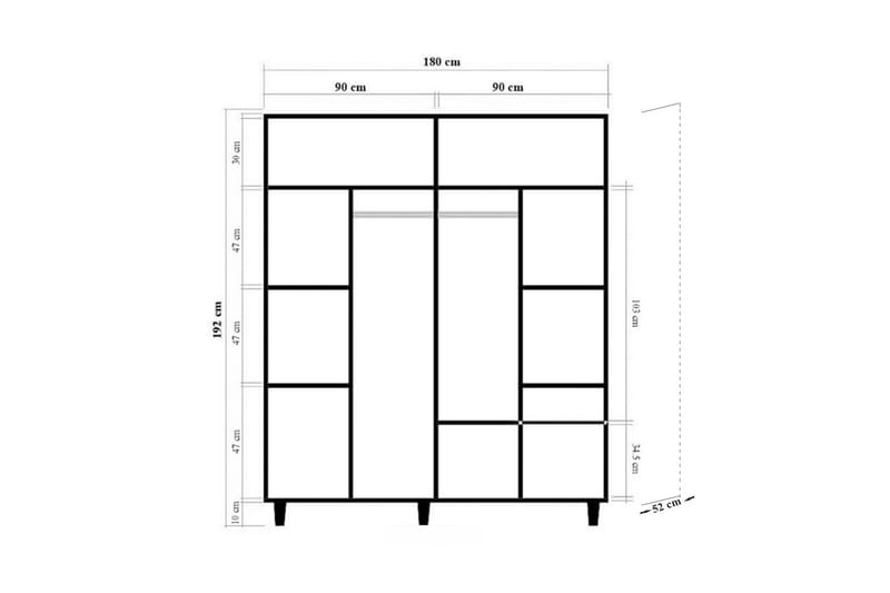 Loni Garderobe 180 cm - Brun - Oppbevaring - Klesoppbevaring - Garderober & garderobesystem