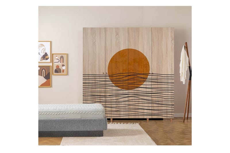 Loni Garderobe 180x192 cm - Natur - Oppbevaring - Klesoppbevaring - Garderober & garderobesystem - Garderobeskap & klesskap