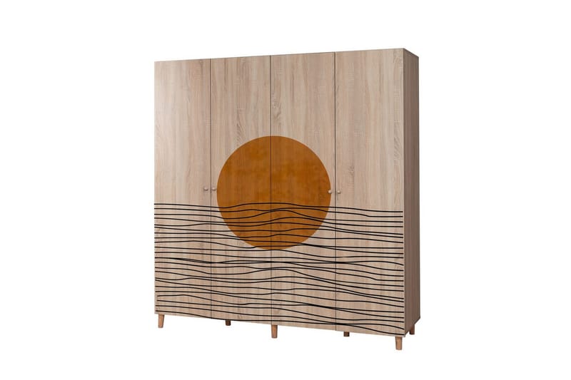 Loni Garderobe 180x192 cm - Natur - Oppbevaring - Klesoppbevaring - Garderober & garderobesystem