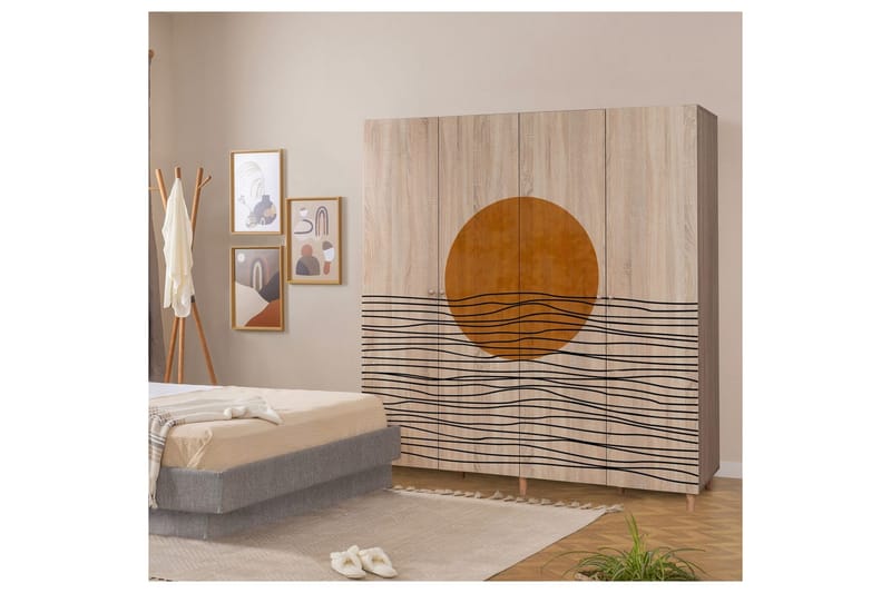 Loni Garderobe 180x192 cm - Natur - Oppbevaring - Klesoppbevaring - Garderober & garderobesystem