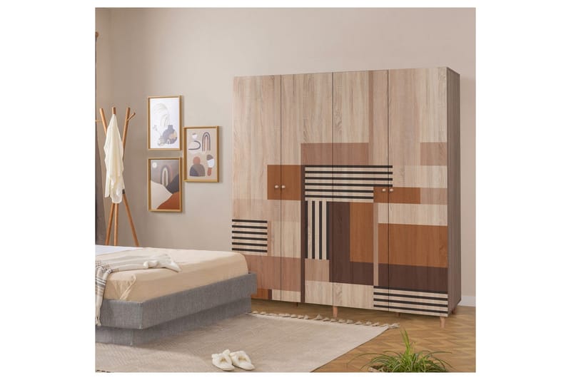 Loni Garderobe 180x192 cm - Natur - Oppbevaring - Klesoppbevaring - Garderober & garderobesystem