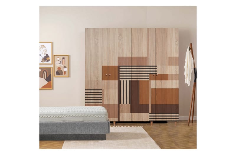 Loni Garderobe 180x192 cm - Natur - Oppbevaring - Klesoppbevaring - Garderober & garderobesystem