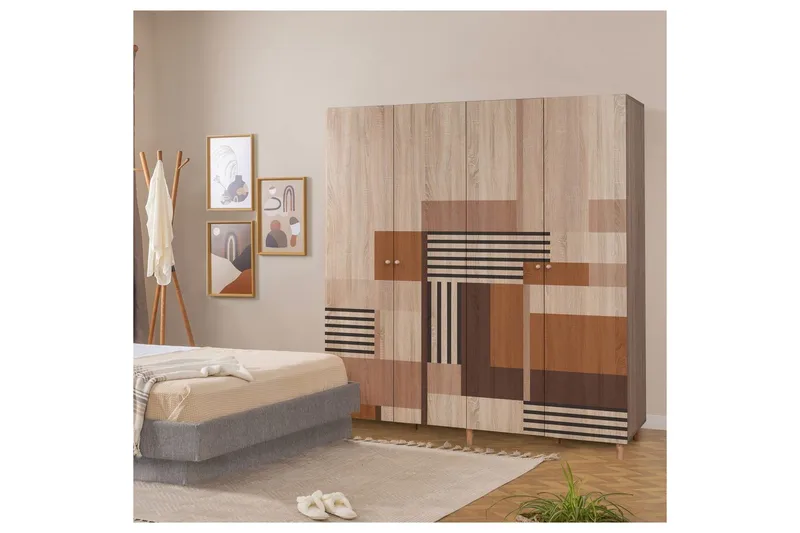 Loni Garderobe 180x192 cm - Natur - Oppbevaring - Klesoppbevaring - Garderober & garderobesystem - Garderobeskap & klesskap