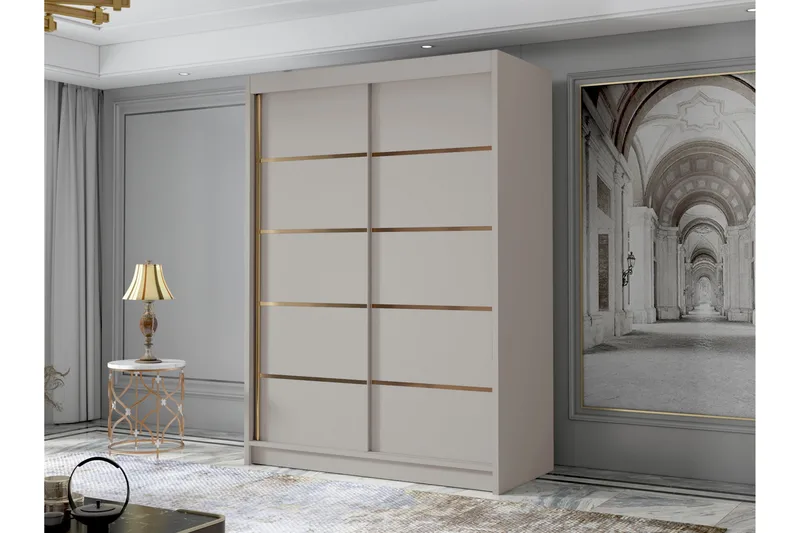 Lungos Garderobe 120x200 cm - Beige - Oppbevaring - Klesoppbevaring - Garderober & garderobesystem