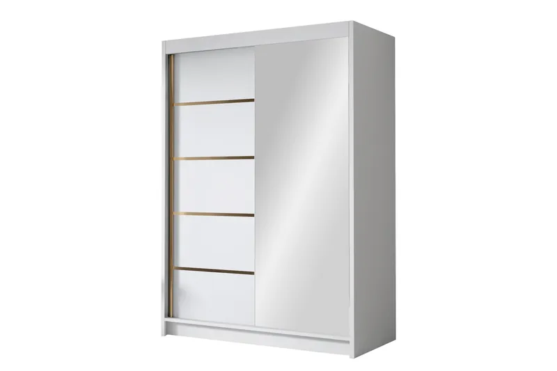 Lungos Garderobe med Speil 120x200 cm - Hvit - Oppbevaring - Klesoppbevaring - Garderober & garderobesystem