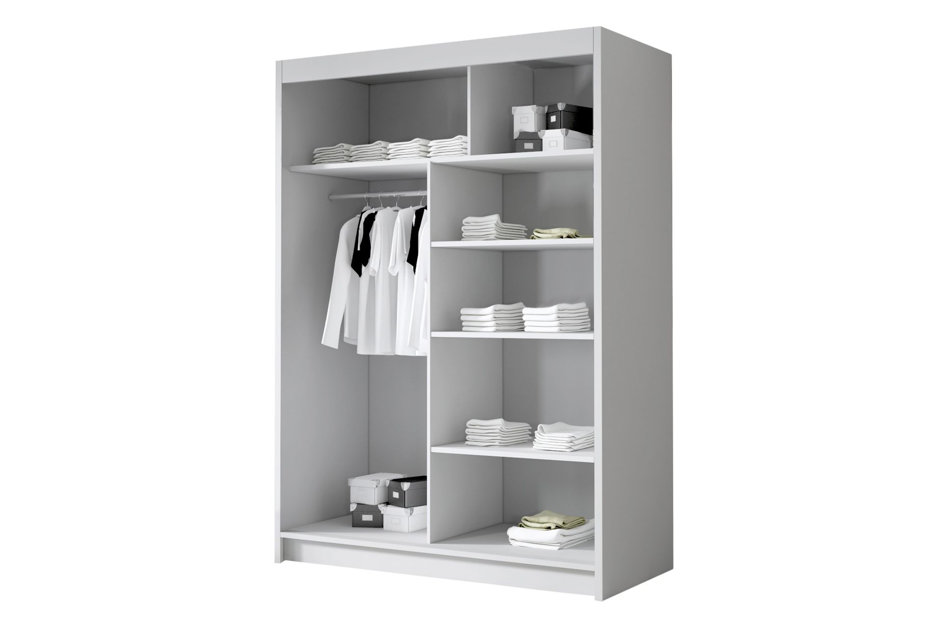 Lungos Garderobe med Speil 120x200 cm - Svart/Hvit - Oppbevaring - Klesoppbevaring - Garderober & garderobesystem
