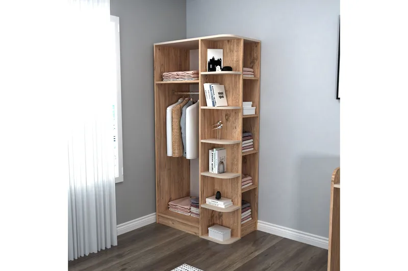 Luses Garderobe 90x181,8 cm - Brun/Beige - Oppbevaring - Klesoppbevaring - Garderober & garderobesystem