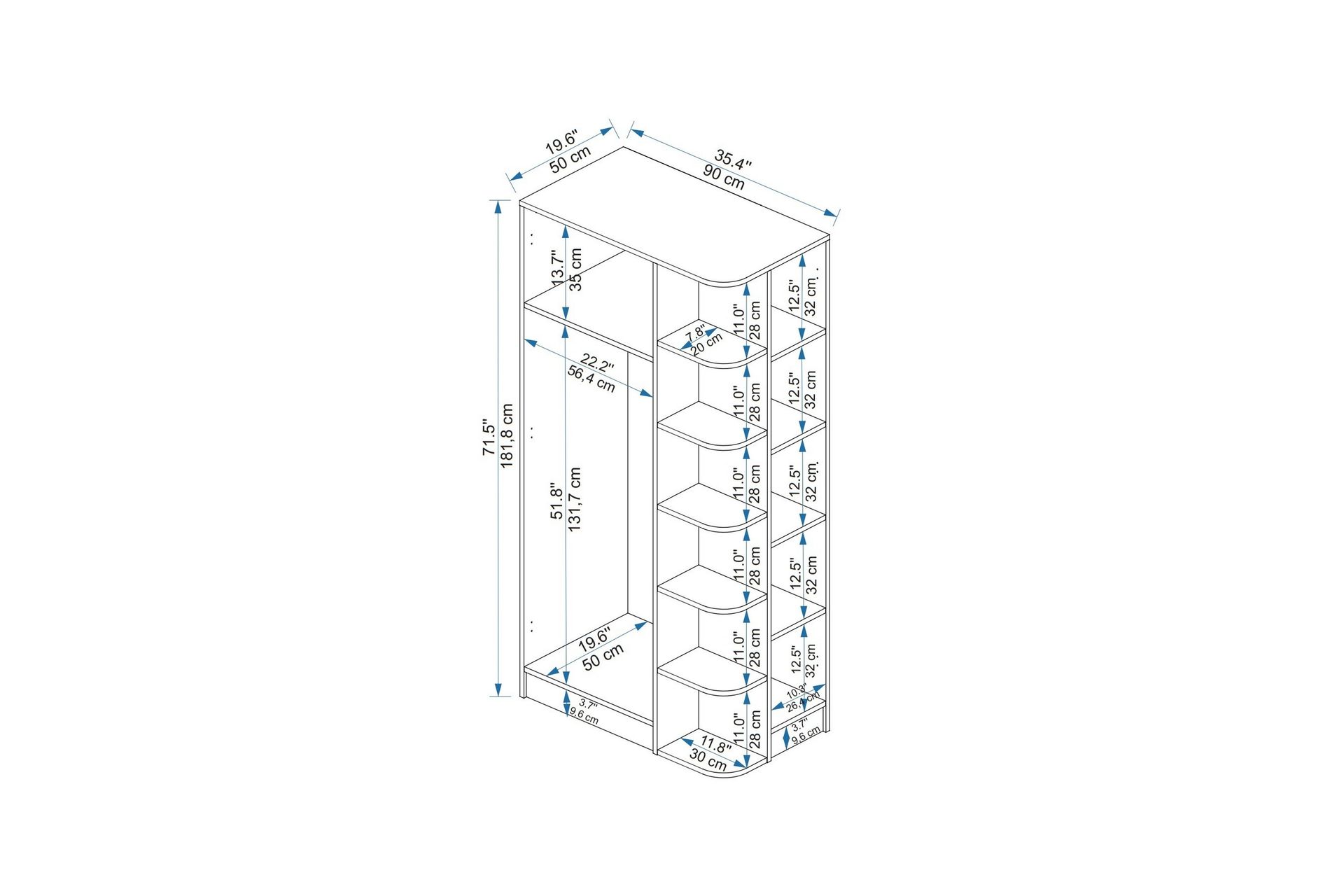 Luses Garderobe 90x181,8 cm - Brun/Beige - Oppbevaring - Klesoppbevaring - Garderober & garderobesystem