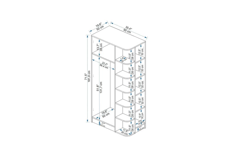 Luses Garderobe 90x181,8 cm - Brun/Beige - Oppbevaring - Klesoppbevaring - Garderober & garderobesystem
