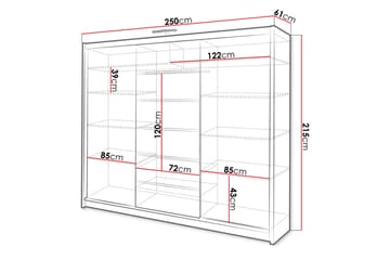 Malibu Garderobe 250x61x215 cm - Oppbevaring - Klesoppbevaring - Garderober & garderobesystem