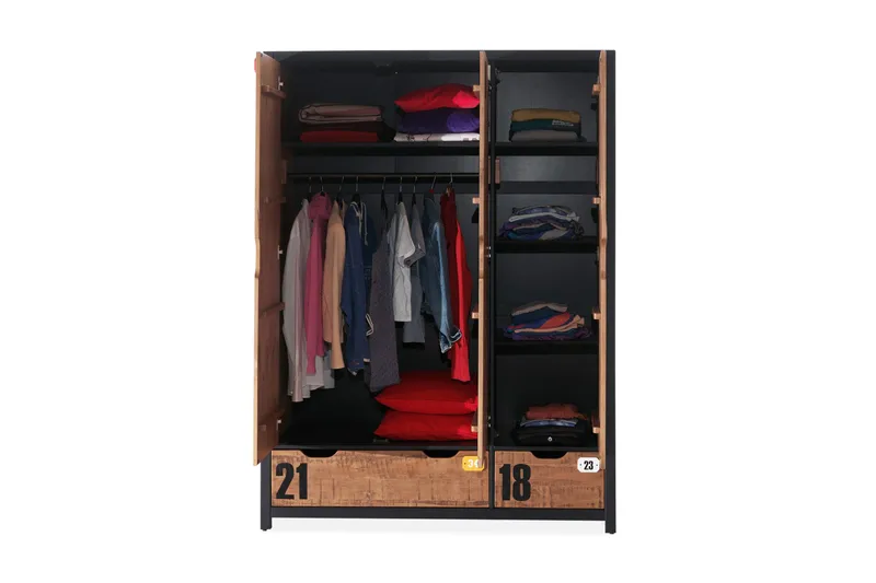 Maritza Garderobe 3 Dører - Tre/Natur - Oppbevaring - Klesoppbevaring - Garderober & garderobesystem