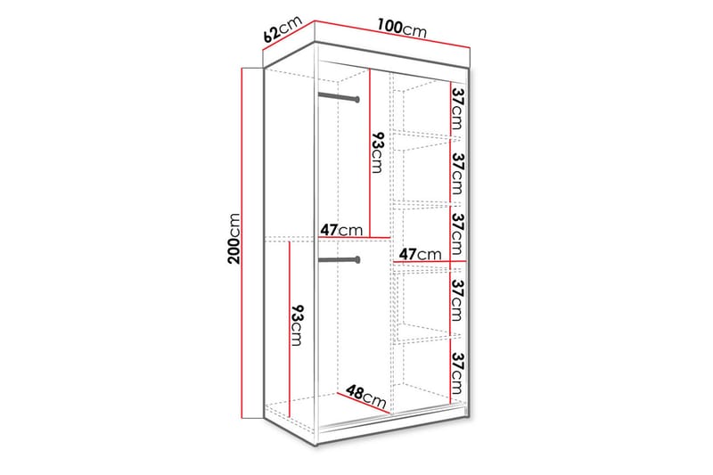 Marmuria Garderob 100 cm Marmormønster - Svart - Oppbevaring - Klesoppbevaring - Garderober & garderobesystem