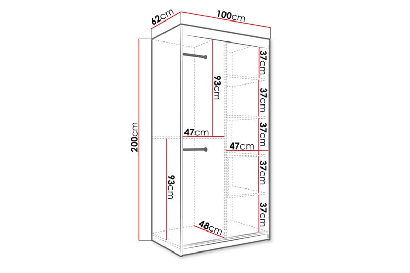 Marmuria Garderob 100 cm Marmormønster - Svart - Garderober & garderobesystem - Garderobeskap & klesskap