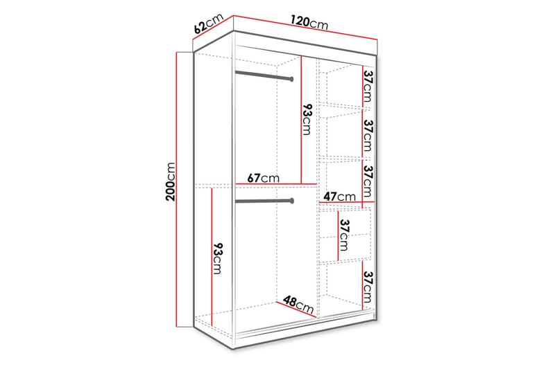 Marmuria Garderob 120 cm Marmormønster - Svart - Garderober & garderobesystem - Garderobeskap & klesskap