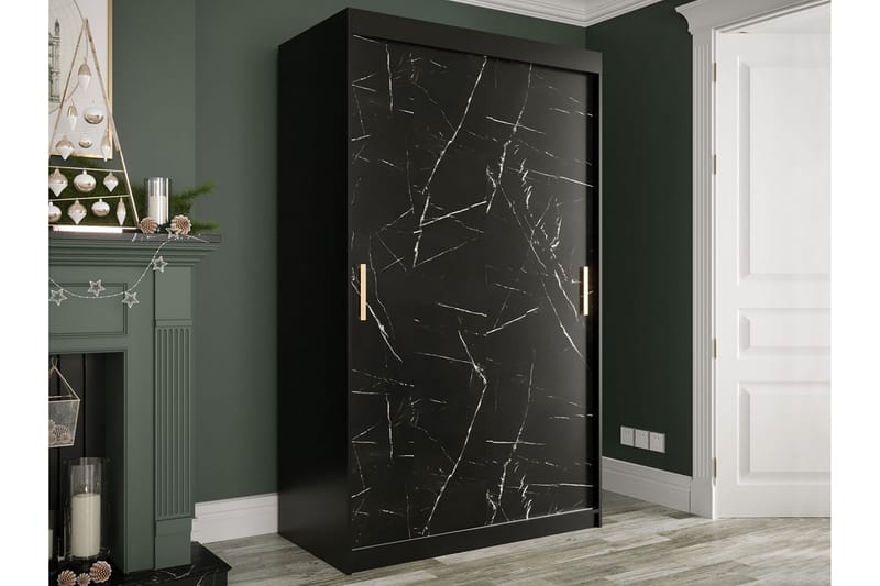 Marmuria Garderob 120 cm Marmormønster - Svart - Oppbevaring - Klesoppbevaring - Garderober & garderobesystem