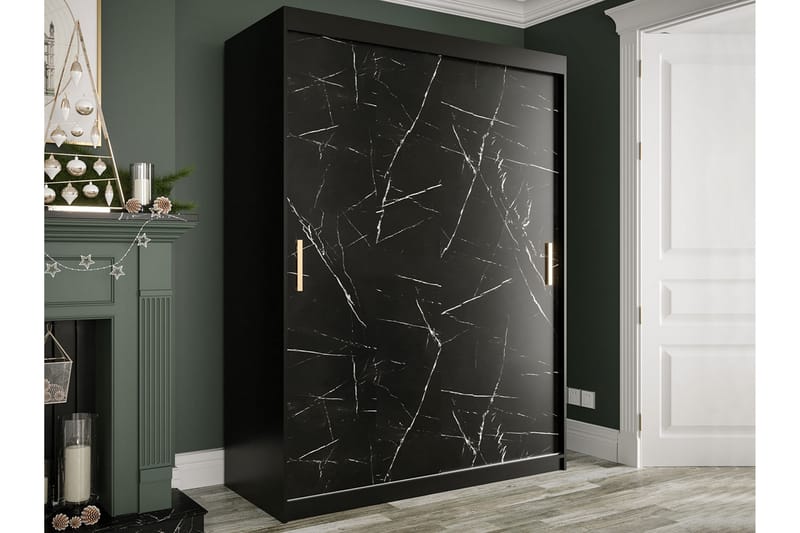 Marmuria Garderob 150 cm Marmormønster - Svart - Oppbevaring - Klesoppbevaring - Garderober & garderobesystem