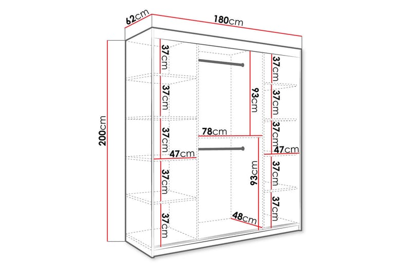 Marmuria Garderob 180 cm Marmormønster - Svart - Garderober & garderobesystem - Garderobeskap & klesskap