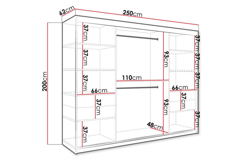 Marmuria Garderob 250 cm Marmormønster - Hvit/Svart/Gull - Garderober & garderobesystem - Garderobeskap & klesskap