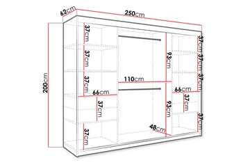 Marmuria Garderob med Speil Midt 250 cm Marmormønster - Svart - Oppbevaring - Klesoppbevaring - Garderober & garderobesystem