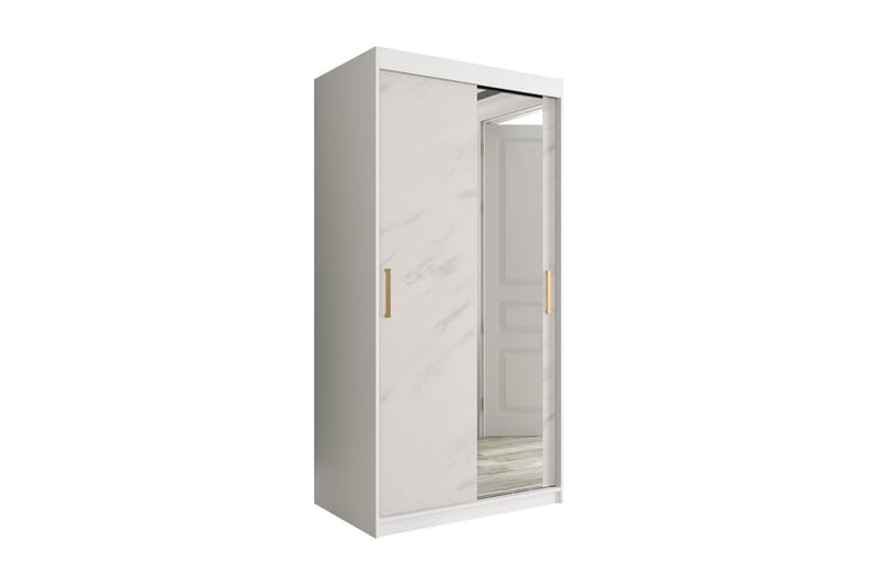 Marmuria Garderobe med Speil 100 cm Marmormønster - Hvit/Gull - Garderobeskap & klesskap - Garderober & garderobesystem