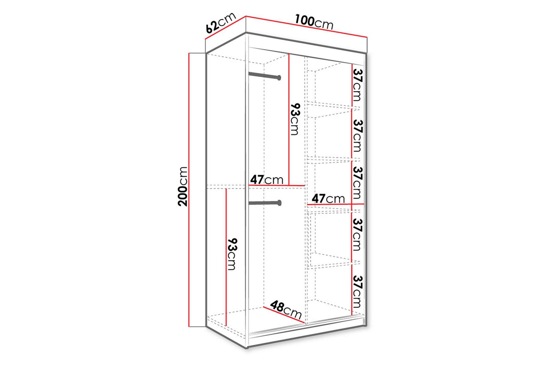 Marmuria Garderobe med Speil 100 cm Marmormønster - Hvit/Svart/Gull - Oppbevaring - Klesoppbevaring - Garderober & garderobesystem