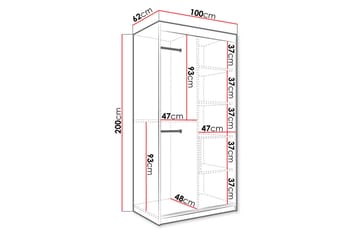 Marmuria Garderobe med Speil 100 cm Marmormønster - Hvit/Svart/Gull - Oppbevaring - Klesoppbevaring - Garderober & garderobesystem