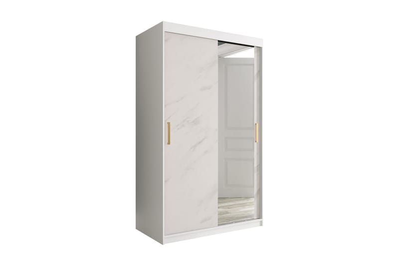 Marmuria Garderobe med Speil 120 cm Marmormønster - Hvit/Gull - Oppbevaring - Klesoppbevaring - Garderober & garderobesystem