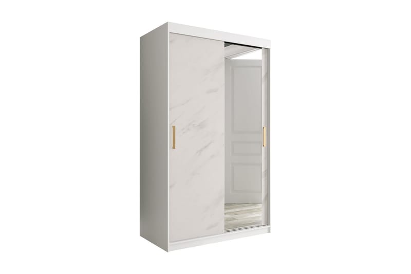 Marmuria Garderobe med Speil 120 cm Marmormønster - Hvit/Gull - Garderober & garderobesystem - Garderobeskap & klesskap