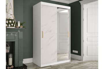 Marmuria Garderobe med Speil 120 cm Marmormønster - Hvit/Gull - Oppbevaring - Klesoppbevaring - Garderober & garderobesystem