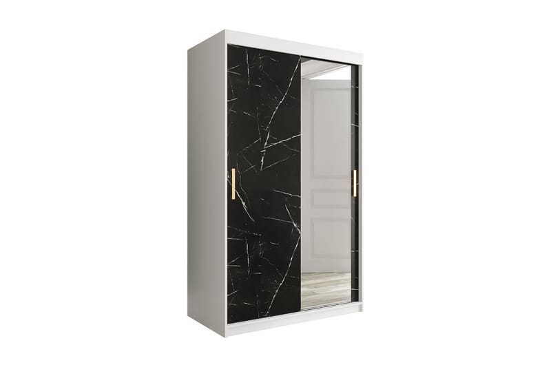Marmuria Garderobe med Speil 120 cm Marmormønster - Hvit/Svart/Gull - Oppbevaring - Klesoppbevaring - Garderober & garderobesystem