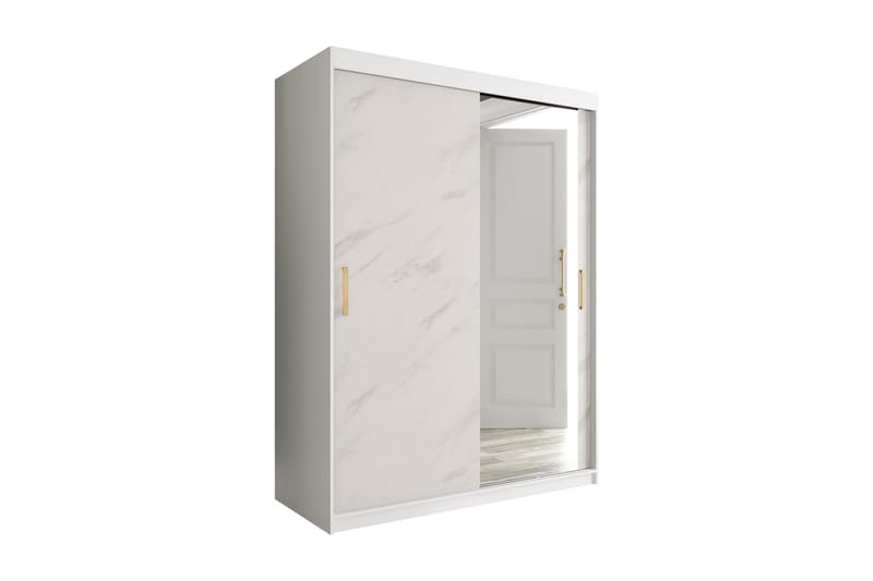 Marmuria Garderobe med Speil 150 cm Marmormønster - Hvit/Gull - Garderober & garderobesystem - Garderobeskap & klesskap