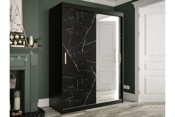Marmuria Garderobe med Speil 150 cm Marmormønster - Svart - Oppbevaring - Klesoppbevaring - Garderober & garderobesystem