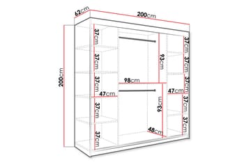 Marmuria Garderobe med Speil 200 cm Marmormønster - Hvit/Gull - Oppbevaring - Klesoppbevaring - Garderober & garderobesystem