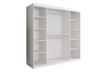 Marmuria Garderobe med Speil 200 cm Marmormønster - Svart/Hvit/Gull - Oppbevaring - Klesoppbevaring - Garderober & garderobesystem